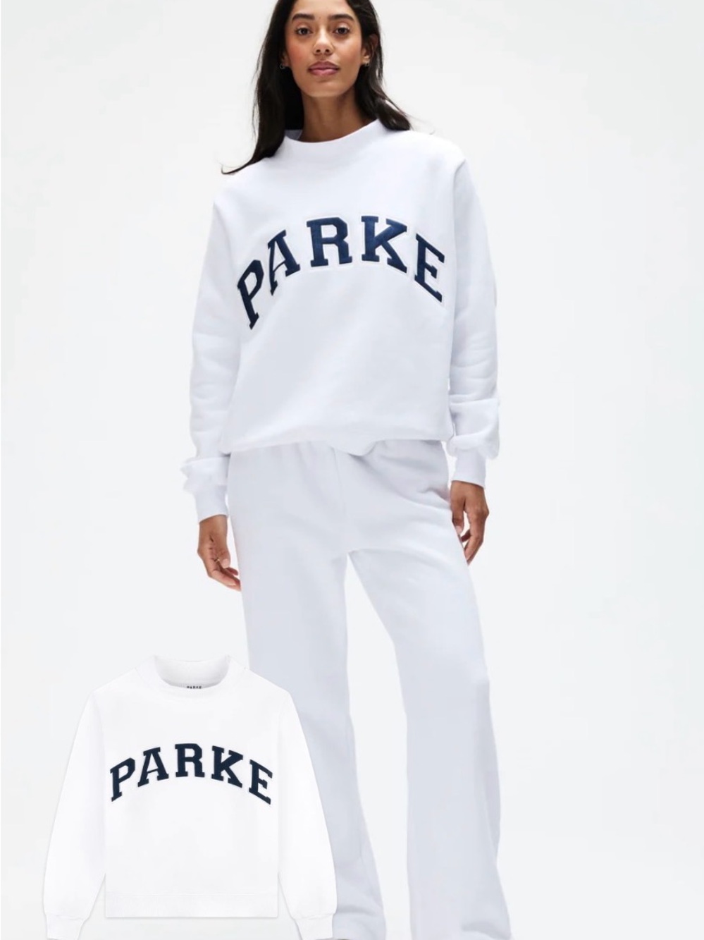 PARKE Varsity Mockneck Sweatshirt with Navy Logo - Picture 1 of 1